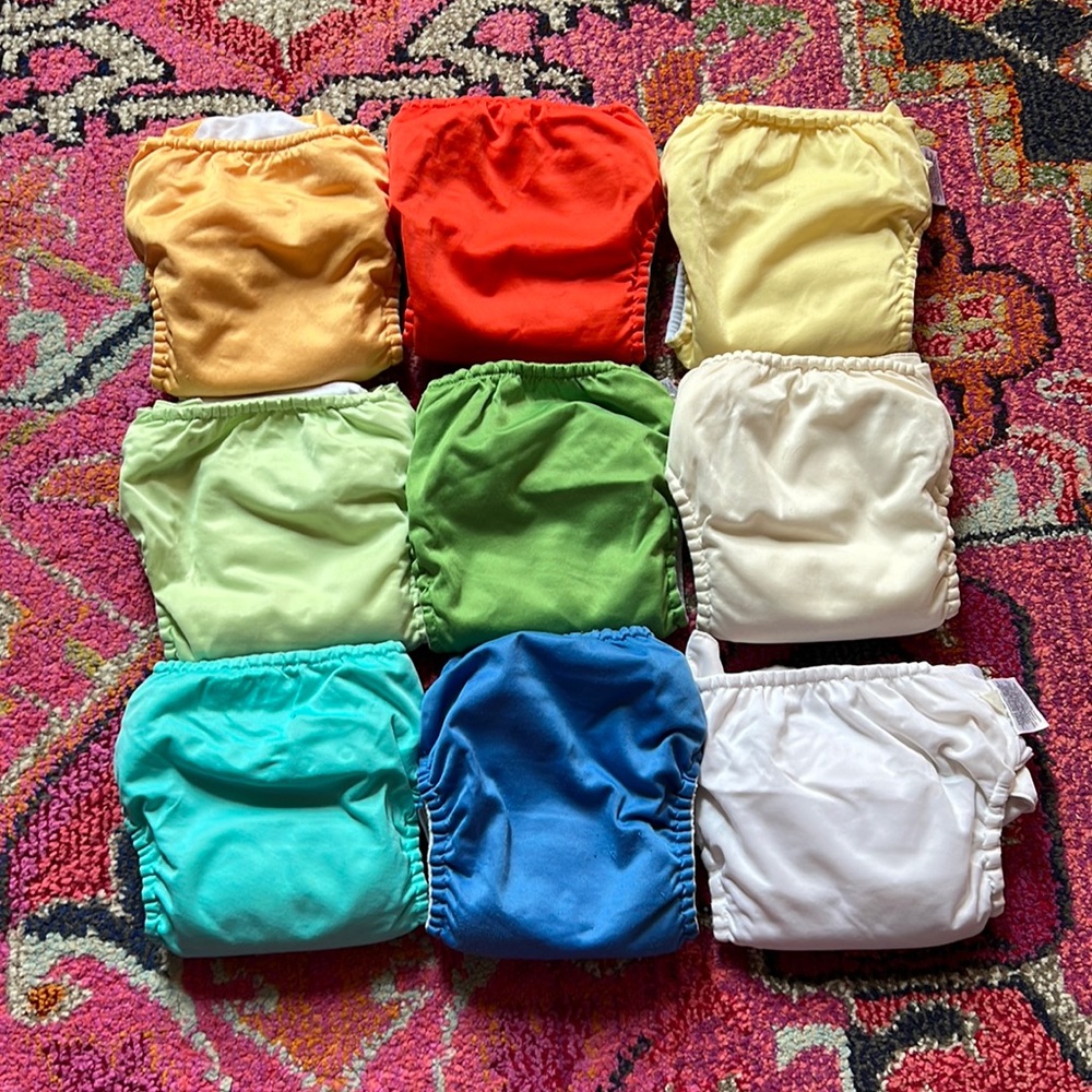 Set of 9 Bum Genius All-In-One Diapers Bold Colors